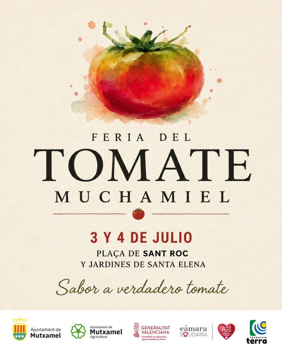 JoseMuoz1993's tweet photo. 🍅El tomate de Muchamiel es mucho más que un producto de nuestra tierra, es tradición, sabor y el trabajo de generaciones de agricultores que han sabido conservar una variedad única. Su calidad y su inconfundible sabor lo convierten en un auténtico referente de nuestra localidad 
🚜Este finde de semana  tienes una oportunidad perfecta para descubrirlo y disfrutarlo en la Feria del Tomate de Muchamiel. 
✅Ven a conocer a los productores, degustar este tesoro de la huerta.