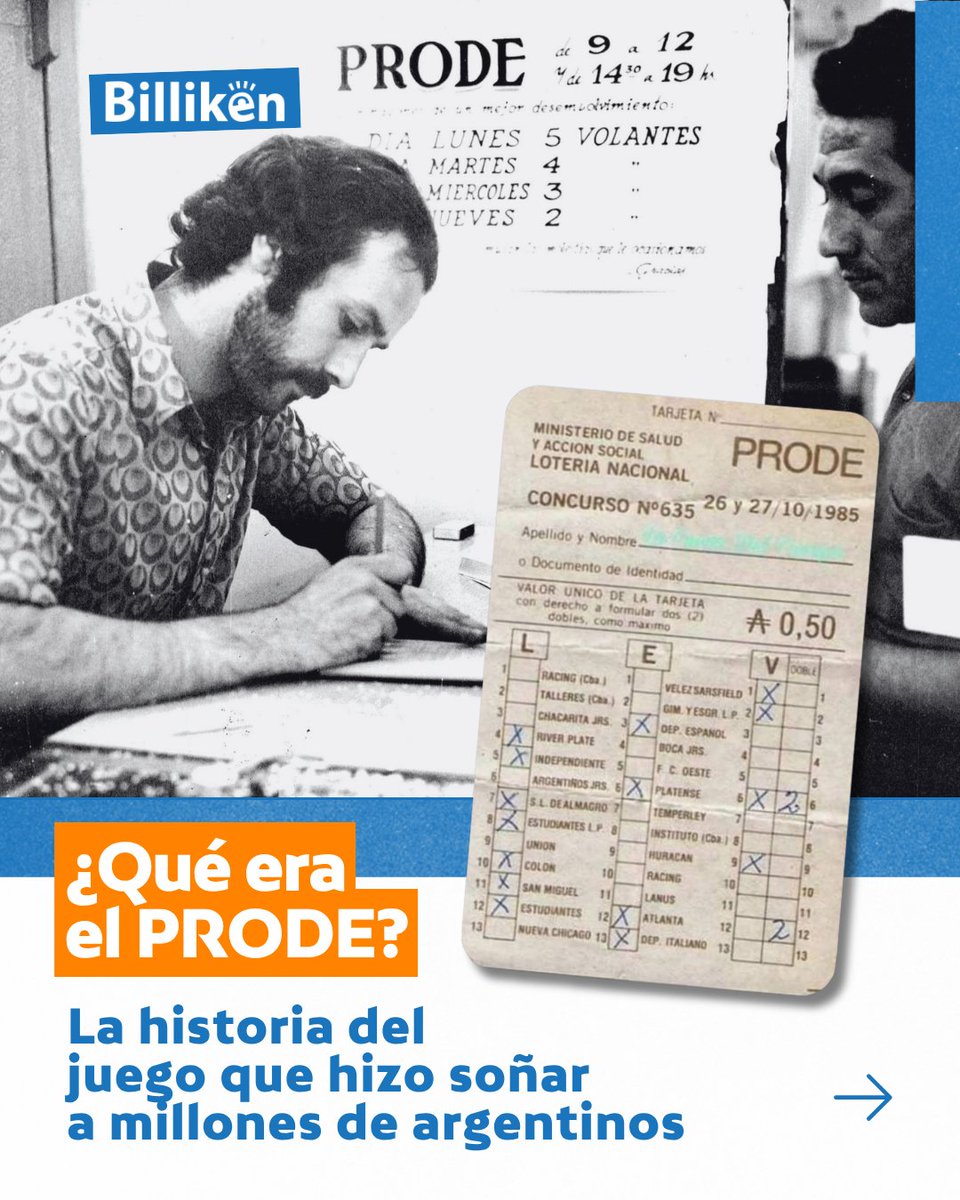 BillikenOnline's tweet photo. ⚽️Durante décadas, millones de argentinos esperaban el fin de semana con una ilusión: acertar los 13 resultados del #PRODE
📍¿Qué significa y cómo nació este juego que se convirtió en un fenómeno nacional? ¡En #Billliken te lo contamos! #Mundial2026 https://t.co/BeMDMmeuDb