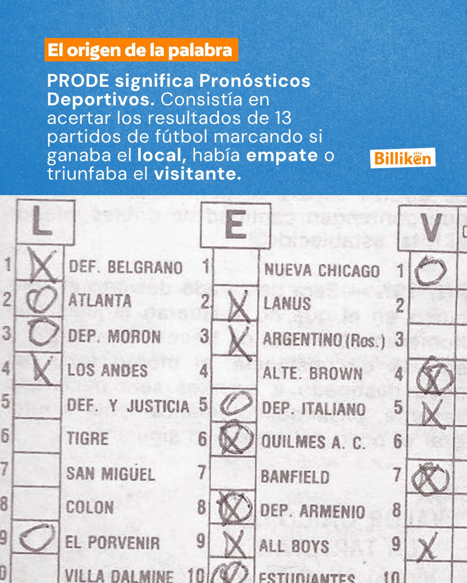 BillikenOnline's tweet photo. ⚽️Durante décadas, millones de argentinos esperaban el fin de semana con una ilusión: acertar los 13 resultados del #PRODE
📍¿Qué significa y cómo nació este juego que se convirtió en un fenómeno nacional? ¡En #Billliken te lo contamos! #Mundial2026 https://t.co/BeMDMmeuDb