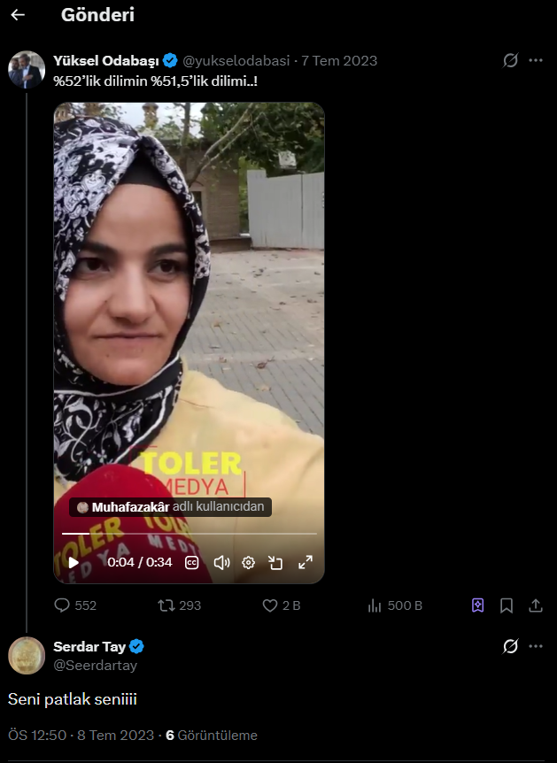 avukatumitaltay's tweet photo. Serdar Tay'ın ahlak seviyesi işte bu. 

Serdar Tay, sokak röportajında fikrini belirten bir kadına karşı çok çirkin bir küfür ediyor. 

Herkes paylaşsın lütfen. Şahıs TGRT Haber'de çalışıyor. 
@mucahid_oren @abdullahtugcu @mustafatokoz https://t.co/gqArAwQYLP