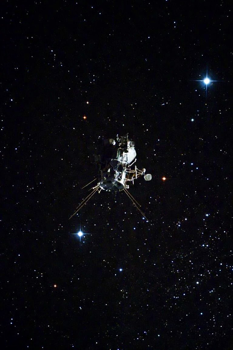 YourAnonOne's tweet photo. The farthest human-made object, the Voyager 1 space probe, is now so far from Earth that its radio signal takes more than 23 hours to arrive. 🌌

It was launched in 1977 and is still sending data. 📡 https://t.co/eWfv2GuIzh