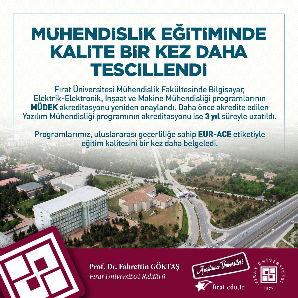 firatresmihesap's tweet photo. MÜHENDİSLİK EĞİTİMİNDE KALİTE BİR KEZ DAHA TESCİLLENDİ

Programlarımız, uluslararası geçerliliğe sahip EUR-ACE etiketiyle eğitim kalitesini bir kez daha belgeledi. https://t.co/gHs8yW4dv0