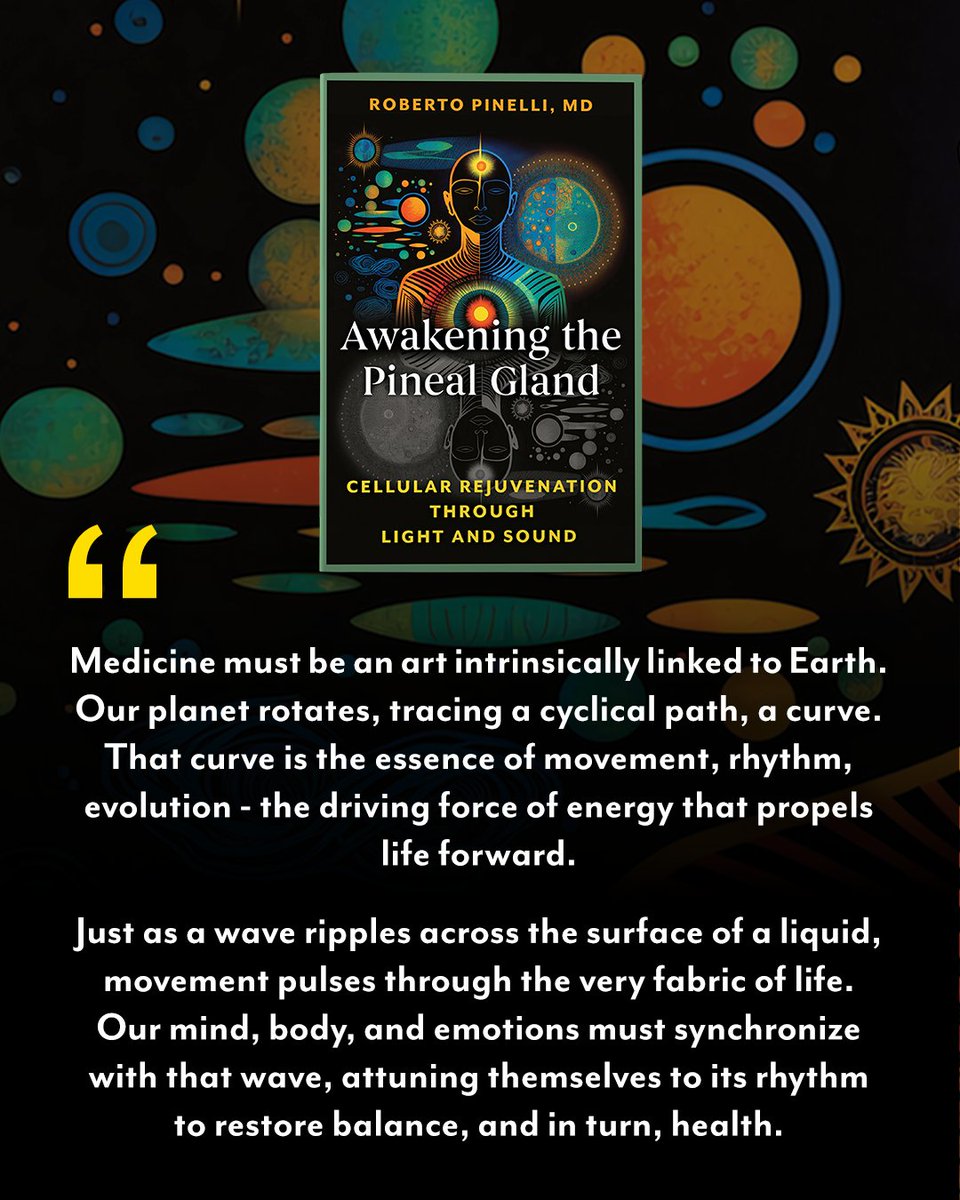 InnerTraditions's tweet photo. "Awakening The Pineal Gland," a bold exploration of the body’s hidden regenerative intelligence, reveals how this small but extraordinary gland has been understood across spiritual tradition, biology, and emerging therapeutic research. Dr. Roberto Pinelli brings together ancient insight and modern investigation to show how light, sound, and plant compounds may support vitality, clarity, and inner transformation.

You will discover how the pineal gland has been linked to circadian harmony, melatonin production, consciousness, and the deeper unification of body and mind, and you will encounter a vision of healing that joins scientific inquiry with esoteric wisdom. 

This book is for readers drawn to the frontier where spirituality meets physiology, and for seekers, healers, and holistic thinkers who want a more expansive understanding of health, perception, and human potential.

Order now to explore light, sound, and regeneration. Available now from Inner Traditions and wherever books are sold. 

https://t.co/Ipi638HhFB

#AwakeningThePinealGland #InnerTraditions #ThirdEye #SpiritualAwakening #Consciousness #MysticalAnatomy #EnergyBody #MeditationPractice #SpiritualGrowth #EsotericWisdom #MindBodySpirit