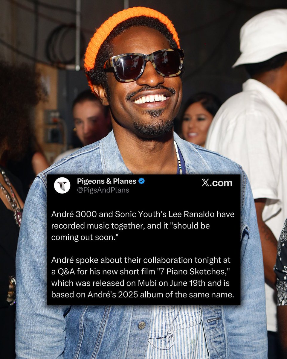 HotNewHipHop's tweet photo. André 3000 recently confirmed that he has new music "coming out soon" after revealing that he's been working with Lee Ranaldo of Sonic Youth 👀

(Via Pigeons &amp; Planes) https://t.co/Szk4U8xvCk