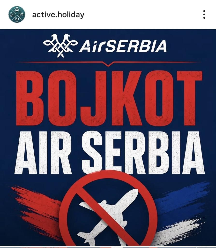 KRadetinac's tweet photo. ‼️ СКАНДАЛ ‼️
Бојкот Air Serbia је директан удар на српску компанију и хиљаде људи који од ње живе. На то позивају уст@ше које не плаћају порез, а којима је држава све омогућила па и свој веб-сајт.
Зато, бојкотујмо организаторе оваквих кампања, а подржимо оно што је српско. 🇷🇸 https://t.co/vyQwTPK8ao