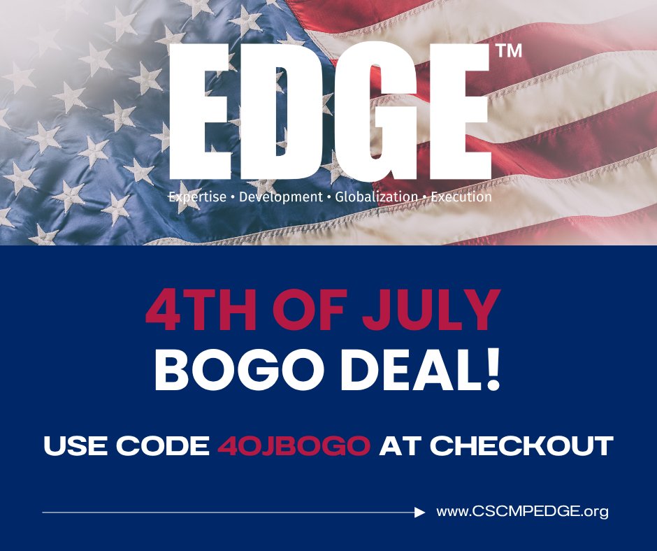 CSCMPEDGE's tweet photo. It's the perfect time to lock in your spot at supply chain's premier event: EDGE 2026 is now offering the largest BOGO savings of the year. $2,495 gets you in, $250 brings a colleague. 

Use code 4OJBOGO when you register, offer expires at midnight July 4: https://t.co/gH96A01IBy https://t.co/G68Wr7XnWW