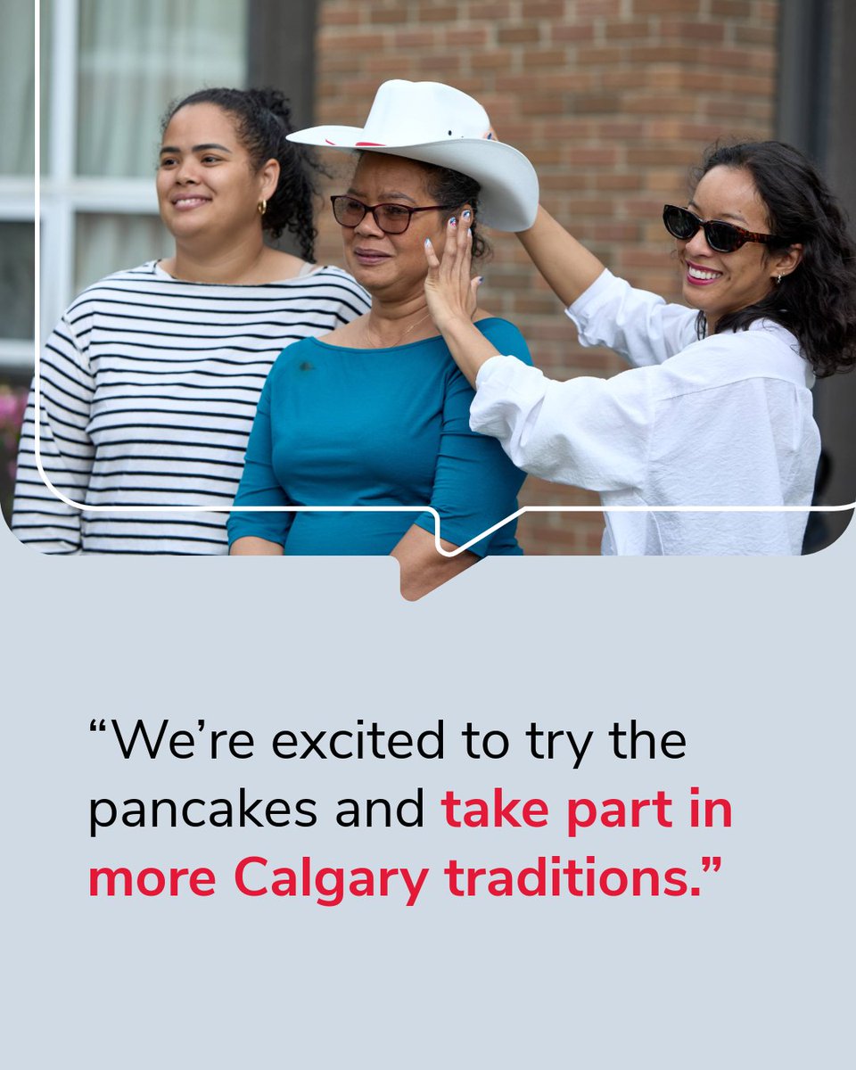ENMAX's tweet photo. The Calgary Stampede is almost here! Over the past couple of weeks, we joined @calgarystampede to welcome many new Calgarians from different parts of the world to our city through the Pop-Up Neighbours program presented by ENMAX. It was a chance to share a glimpse of what Western hospitality is all about.

Calgary Stampede is one big celebration of community and everything Calgary, and we all have our favourite things we look forward to each year. Here’s what some of our new neighbours are looking forward to at their first Stampede.

#CalgaryStampede #YYC #Community