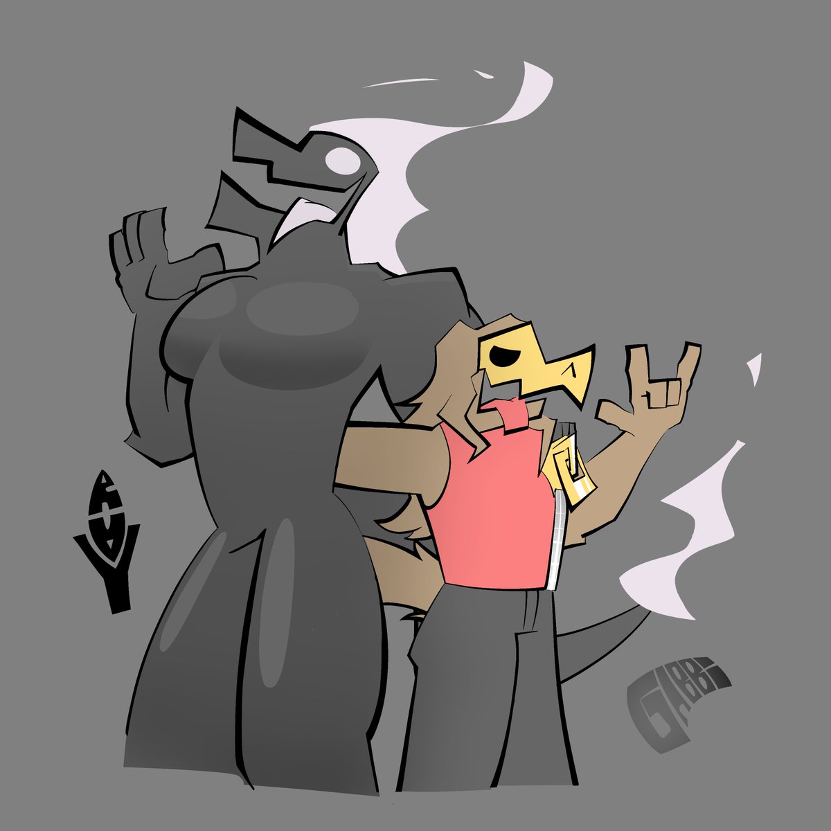 cainthedrake's tweet photo. Aparte de los ya mostrados, añado a este duo al roster de personajes, solo quedándome un espacio para el catalogo de este Art Fight. Esta es la Rock Gang ig https://t.co/PBxHQX8vvX