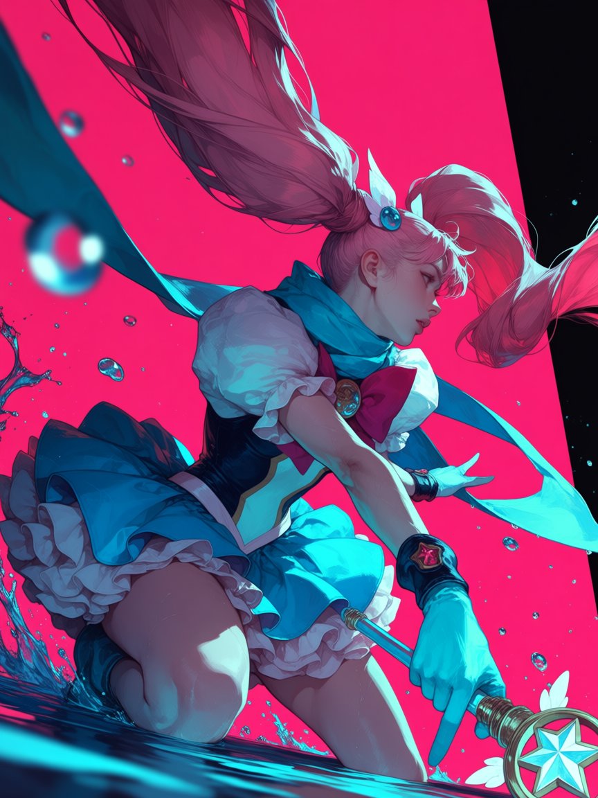 R2D2_R4D2's tweet photo. 戦う。魔法少女(semi-real)。
  
【Prompt】
wearing magic girl costume, with short puffy sleeve, with ruffle skirt, holding magical girl wand with right hand.

#Anima #AIart https://t.co/BPU3RSmRZq