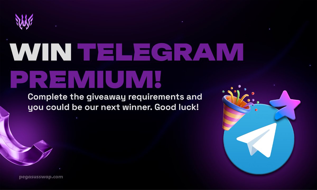 Pegasusswap's tweet photo. ❗️ Telegram Premium Giveaway!

We’re giving away Telegram Premium to 5 lucky winners! 🚀

How to participate:

✅ Subscribe to our official Telegram channel
🗣 Join our community chat
📨 Leave a ”+” in the giveaway thread
https://t.co/vxQ6qi2Kq8

Prize: Telegram Premium for 5 winners

Winner announcement: July 9 at 17:00 UTC

Good luck to everyone, and thank you for being part of the PegasusSwap community! 💜

👉 Stay updated with real-time market insights at https://t.co/BT9FhvalSi!