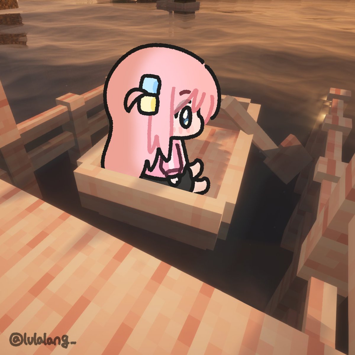 lulalang_'s tweet photo. bocchi in minecraft https://t.co/DkIkRKqKgV