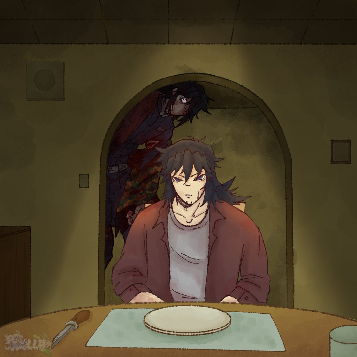 Hoshisukee_'s tweet photo. Giyuu and Sanemi in the backrooms!! plus Giyuu’s entity 👀👀👀 #kny #giyuu #sanemishinazugawa #backrooms https://t.co/Yaj2QmzbVO