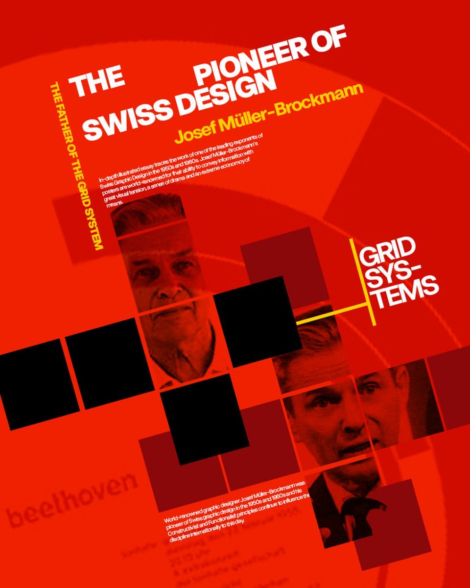 JoshuaDada20's tweet photo. Day 28 of 365 Days poster design challenge 

Today, I’m practicing using grid systems to create Swiss diagonal layouts.
This poster was created to appreciate one of the pioneers of Swiss graphic design.

#graphicdesign #poster #posterdesign #swissdesign https://t.co/z21ZKH2p24