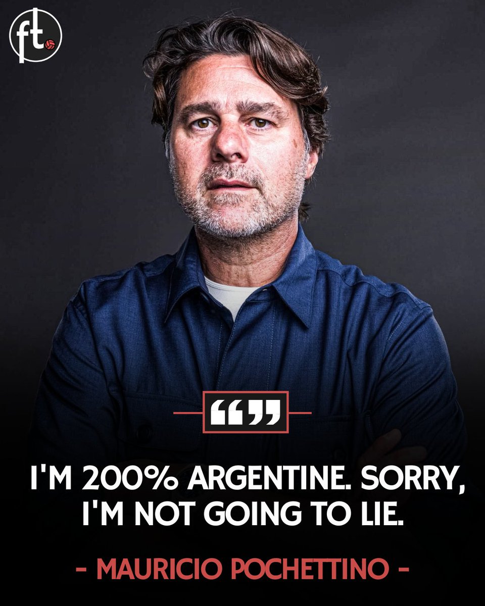 Footballtweet's tweet photo. 🇺🇸🇦🇷 Mauricio Pochettino was asked whether he already feels a little American after leading USA to the World Cup last 16... and his answer left no room for doubt. 😅

🗣️ "I'm 200% Argentine. I'm not going to lie: I feel 100% Argentine. I think that when you're here, you feel like part of something bigger, part of the things we're building. I enjoy being part of this incredible project.

And, of course, when that song (Take Me Home, Country Roads) starts playing in the stadium, it's impossible not to sing it. It's impossible, because it's an incredible and very moving song.

After winning a match and after a year and a half of preparing to be here, that's exactly why we signed with this country and this federation: because we wanted to feel that emotion.

One thing is to be involved. I love getting involved and being part of the party. But I'm 200% Argentine. Sorry, I'm not going to lie." ❤️