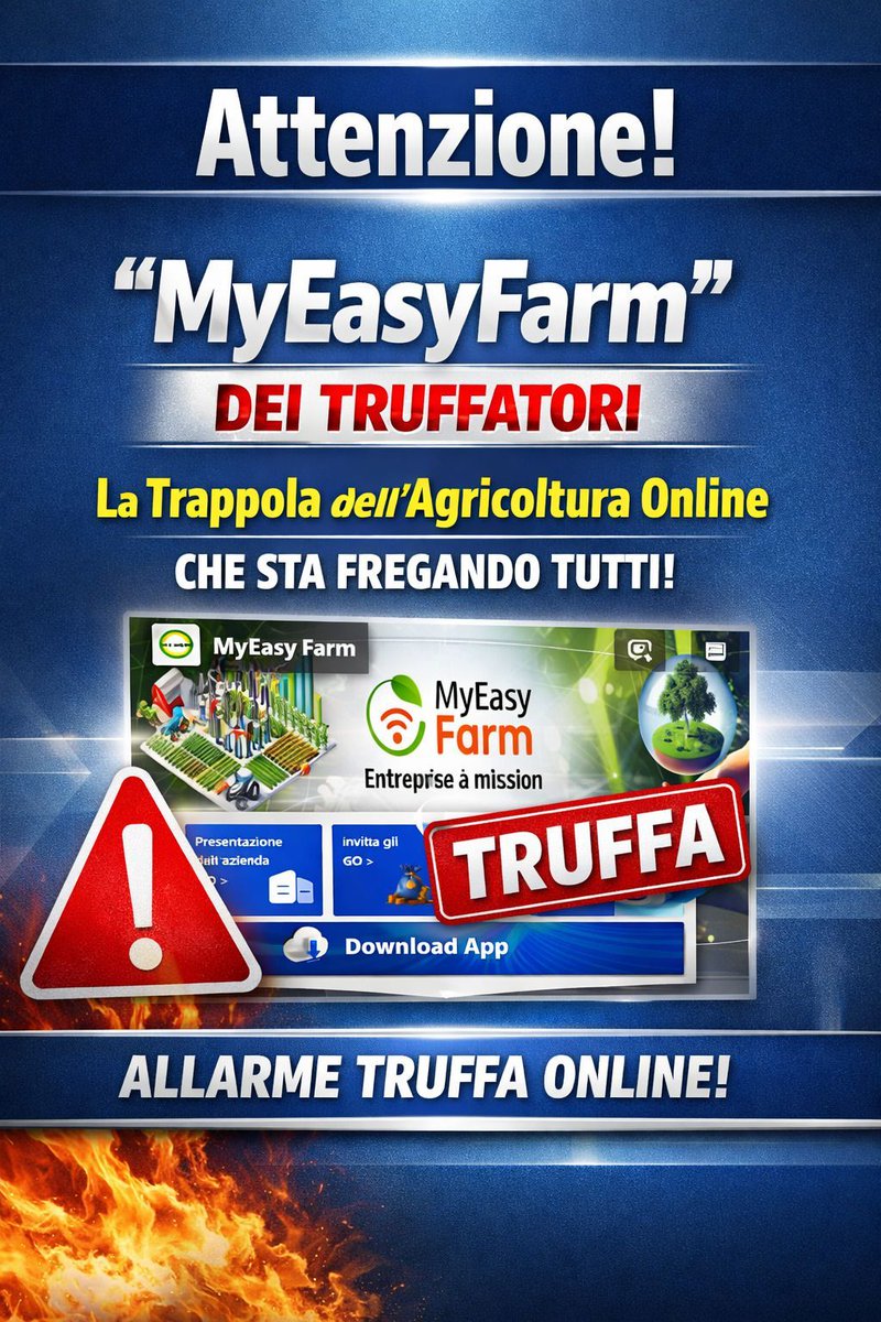 robertoteb's tweet photo. Myeasyfarm dei truffatori: la trappola dell'agricoltura online che sta fregando tutti! Falsi investimenti green e schemi Ponzi che vi svuotano il conto. Smascheriamo l'inganno in questo video di debunking completo: https://t.co/K2hvCxqSJ9 #myeasyfarm #truffa #scam #adv https://t.co/mRLoTwAOQs