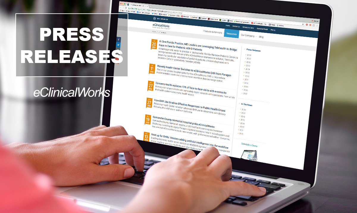 eClinicalWorks's tweet photo. 📰Want to know what’s new at eClinicalWorks? Stay up to date on our latest announcements, innovations &amp; partnerships—straight from the source. 
Read our press releases: https://t.co/jOFolQGBlU https://t.co/CFzvquPETR