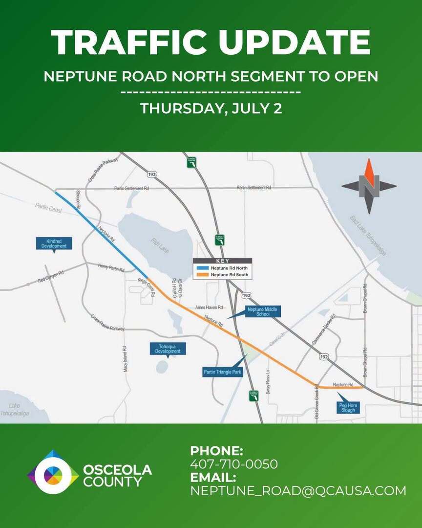 positiveosceola's tweet photo. 📣GREAT NEWS Poinciana Boulevard Update
All northbound and southbound lanes are now OPEN on Poinciana Boulevard from Trafalgar Boulevard to Pleasant Hill Road.
Turn lanes at the Pleasant Hill Road and Reaves Road intersections are also open, and traffic … https://t.co/tMYod0sUF3 https://t.co/1IDSRr902S
