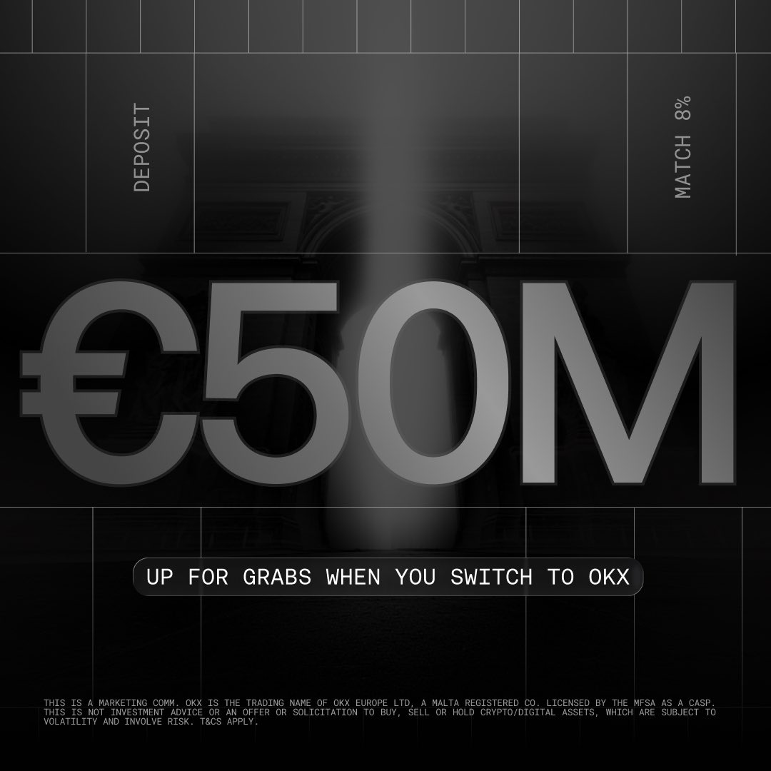 web3Lyra's tweet photo. €10M wasn’t enough.

The deposit pool is now €50M after demand filled the initial allocation.

@okx is the first global exchange with a full MiCA licence, and the 8% deposit bonus is still live.

Worth claiming your share while it’s open. https://t.co/GOLzvfqWBs