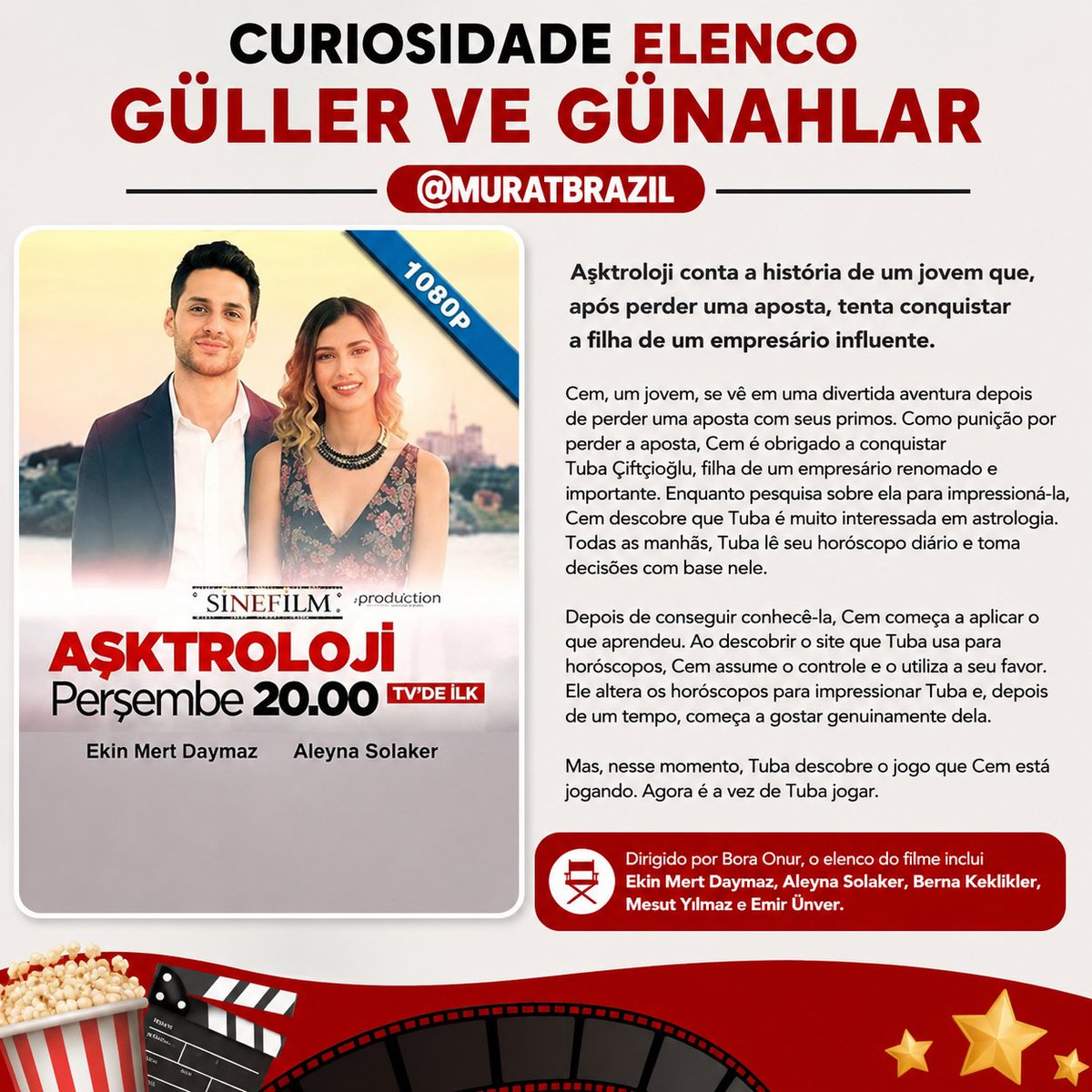MuratBrazil2's tweet photo. Vamos de curiosidade do nosso elenco de #güllervegünahlar? 
A nossa linda @aleynasolakerr  contracenou com o ator #ekinmertdaymaz em 2018 em um filme de comédia romântica! Chamado #aşktroloji  hoje estará no ar no canal Now Tv. 

Gostaram de saber? Deixe seu comentário! https://t.co/5O8ObhYryV