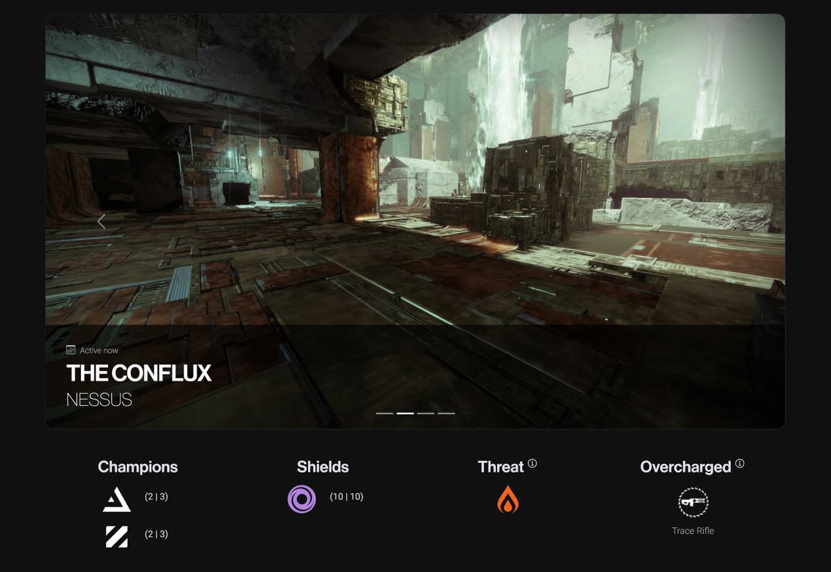 D2LostSector's tweet photo. The Conflux lost sector on Nessus (not to be confused with the Conflux solo op) is in rotation every day.

Master can be farmed with friends in less than 2 mins a run, for T5 Exodus Down gear. No need to be solo. Today's surges are solar and strand.

https://t.co/o4Khw1C4c3 https://t.co/xrNgy2i5ls