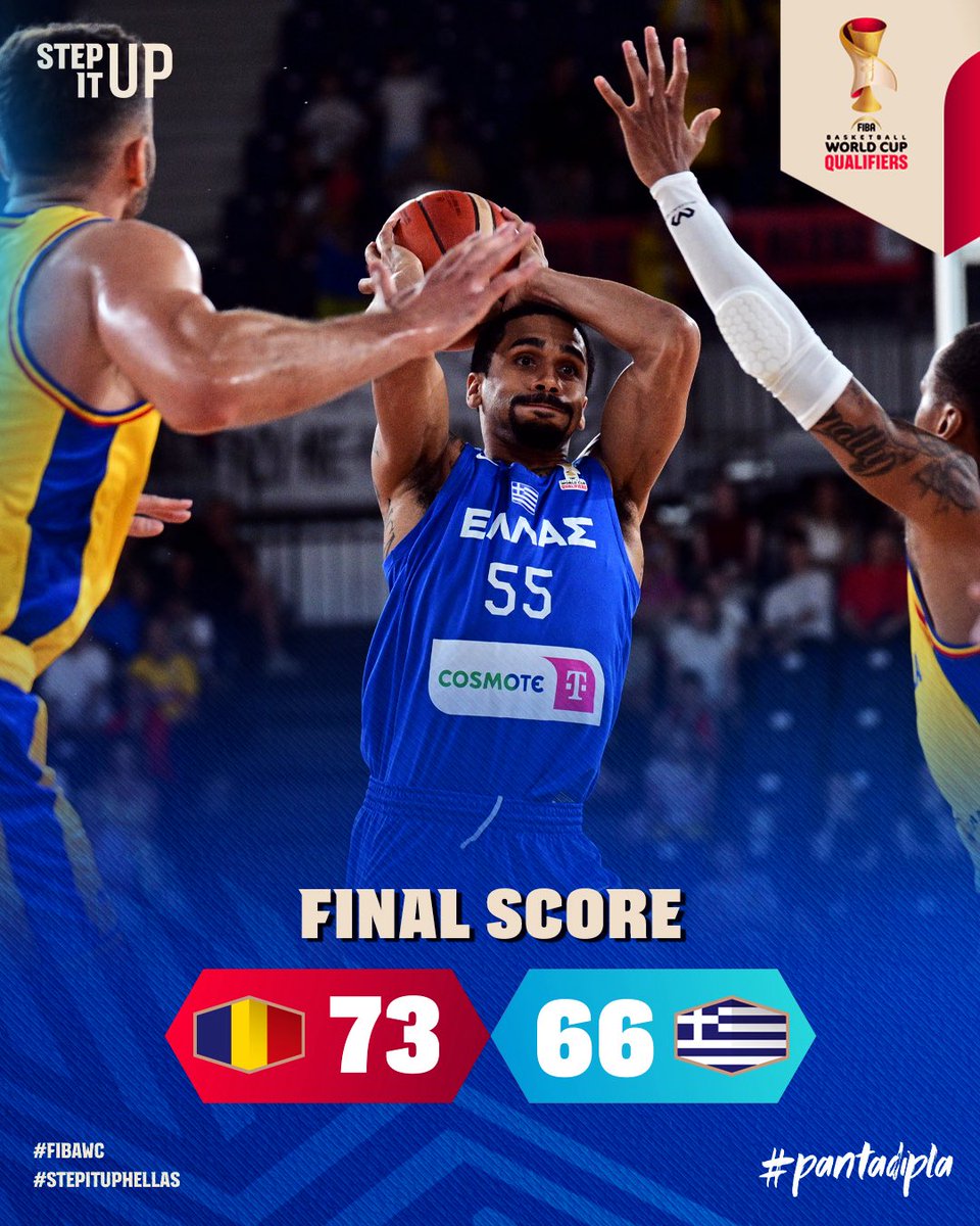 HellenicBF's tweet photo. Η Εθνική Ανδρών ηττήθηκε με 73-66 από τη Ρουμανία εκτός έδρας στο πλαίσιο της προκριματικής φάσης του Παγκοσμίου Κυπέλλου 2027.
https://t.co/Ie7UySKESF
#FIBAWC #StepItUpHellas
#PantaDipla #HellasBasketball 🏀🇬🇷 https://t.co/26syLW2dW5