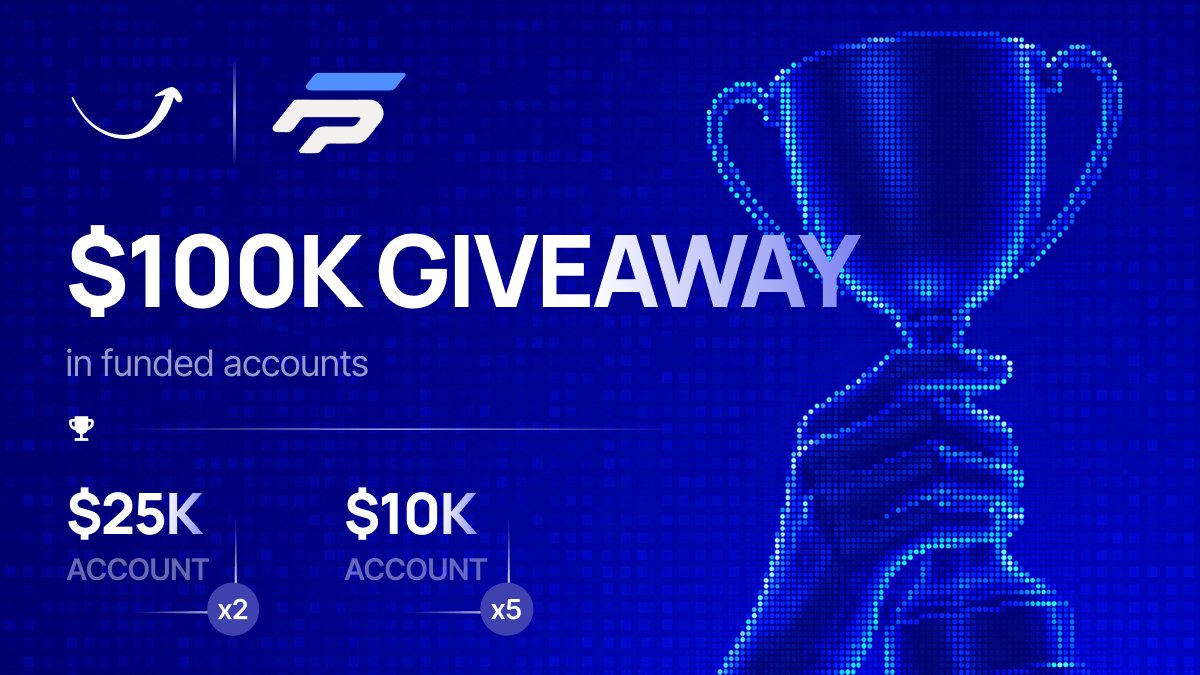 predictionarc's tweet photo. Announcing $100K Funded Account Giveaway with @FundingPredicts

We're giving away:

🏆 2 × $25K funded accounts
🏆 5 × $10K funded accounts

Details in first comment👇 https://t.co/7WzZFlcVez