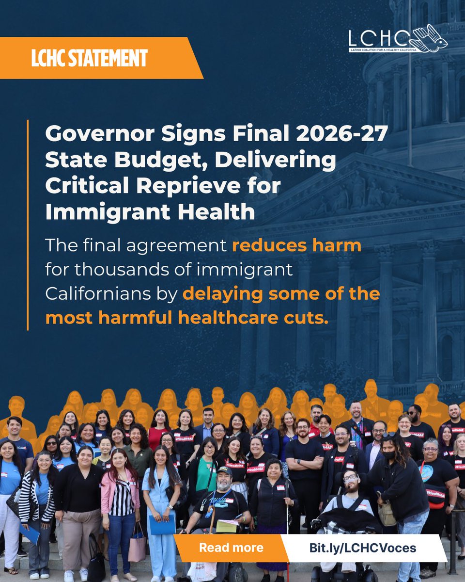 LCHC_CA's tweet photo. The final @CAgovernor 2026–27 CA state budget helps thousands of immigrant Californians stay connected to dental care and other essential benefits. But temporary relief is not the same as a permanent solution! 💯

Dr. Seciah Aquino shares, “Delays are not solutions.” California must use this time to fully restore access, pursue sustainable revenue solutions, and protect Medi-Cal from future political and budget uncertainty. ✊🏽

Swipe through to see what changed and what remains at risk. ➡️

Read our full statement at https://t.co/AxvLRiPVVF. 🔗