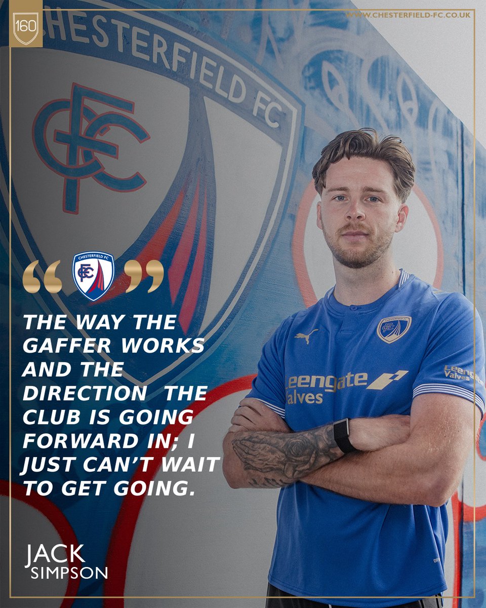 ChesterfieldFC's tweet photo. Ready to hit the ground running in North Derbyshire 💬💙

Watch a full interview with new signing Jack Simpson on YouTube: https://t.co/JpOohrV6L2 

#Spireites https://t.co/HG44Xk74gl