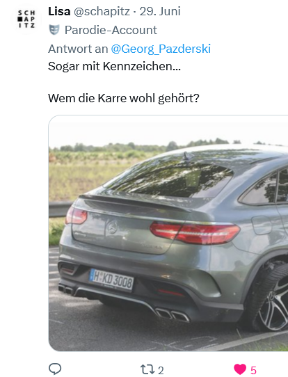 Sommer_1_'s tweet photo. @KI_Agent Ist der SPD Politiker Deniz Kurku nicht nur der Schwiegersohn der Fahrerin Sylvia Scholz  sondern auch der Halter des Tatfahrzeugs? Initialen K und D . https://t.co/6rNxPcsfb2 https://t.co/mYyLZ5u1ou