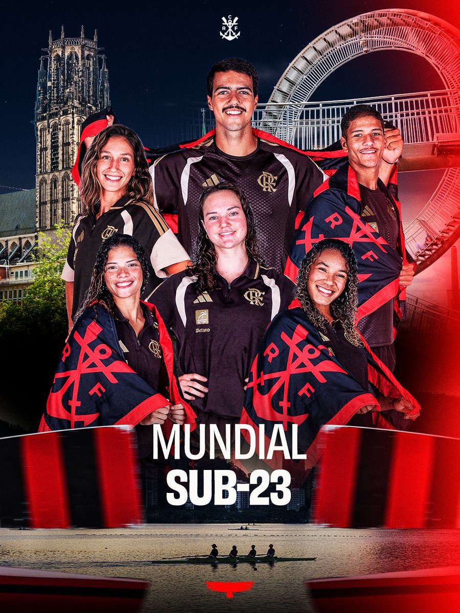 TimeFlamengo's tweet photo. RUMO AO MUNDIAL SUB-23! 🚣🇧🇷

O remo rubro-negro será maioria na Seleção Brasileira no Campeonato Mundial Sub-23! Dos nove atletas convocados, seis vestem o Manto Sagrado: Ana Julia da Silva Ferreira, Beatriz Schillinger, Jennifer da Silva de Almeida, Lara Postiglioni Dornelles Pizarro, Kayki da Rocha Siqueira e Miguel da Costa Marques. Além deles, o técnico Franquilin Oliveira da Silva também integra a comissão técnica da equipe brasileira.

A competição será disputada entre os dias 18 e 27 de julho, em Duisburg, na Alemanha.

Parabéns pela convocação e boa sorte, craques! Vamos juntos! ❤️🖤

#FlaRemo