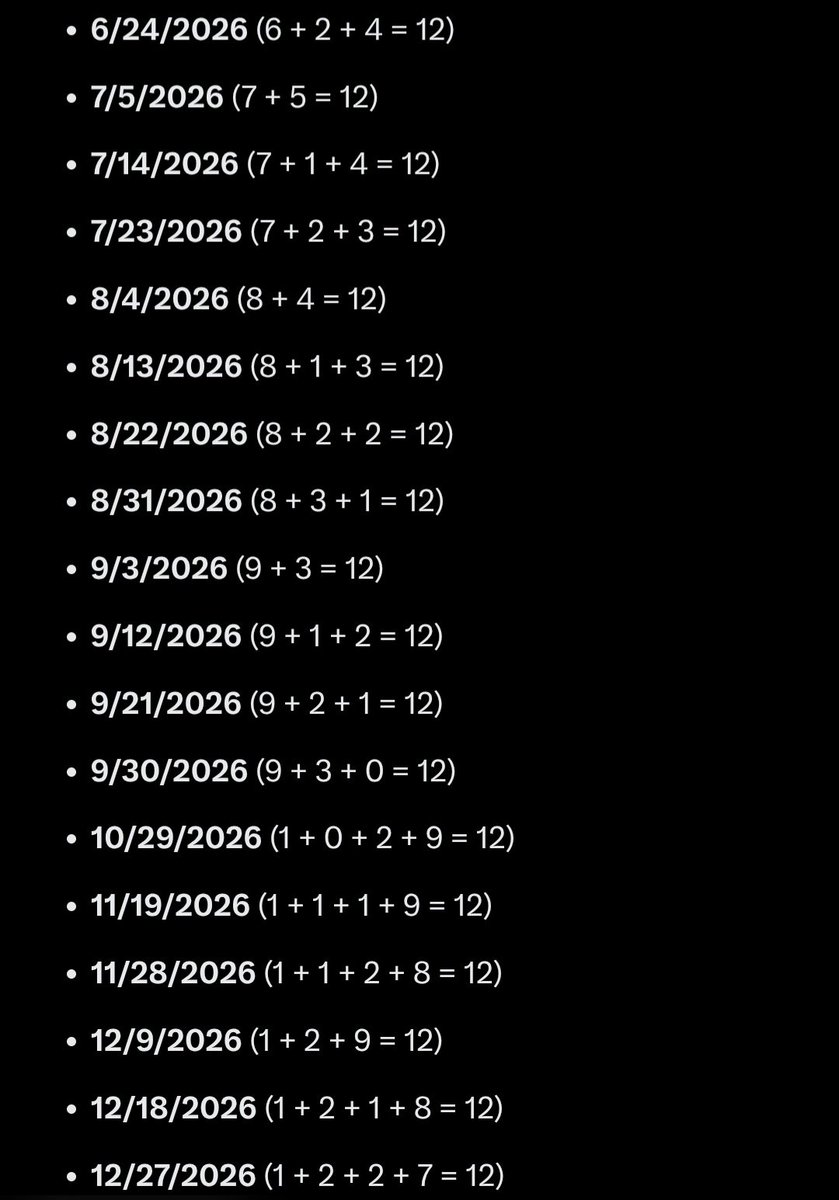 Cryptof3En's tweet photo. @juniorsfarm @EsotericKang @XRPee3 @albus114 @WelshieOutdoors @alchemy589 @therealbabacugs @bearableguy123 Here is a list of 13s for the year 2026
2+0+2+6= 10 = 1
M+D = 12 + 1 https://t.co/flFBcoA6Py