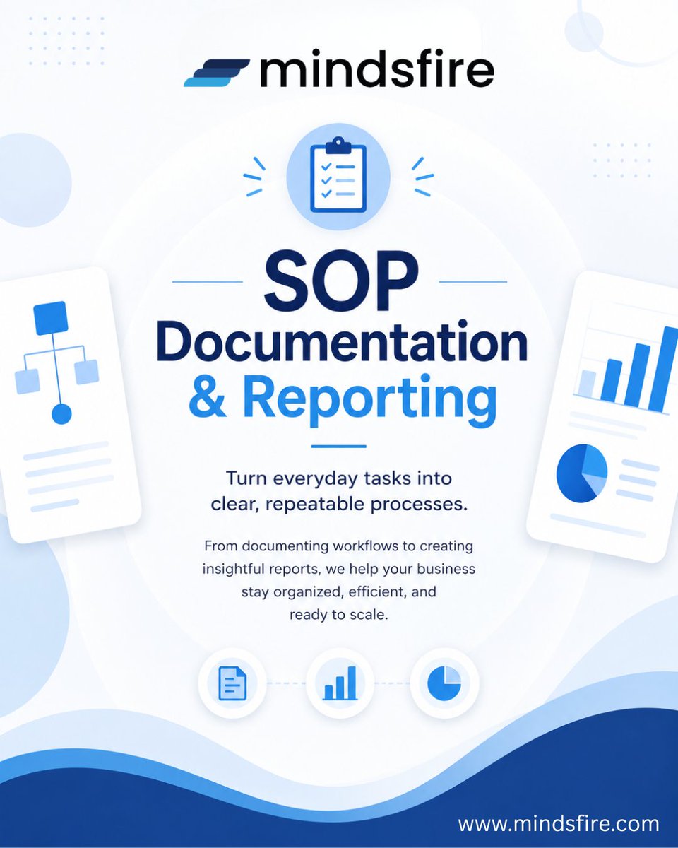 mindsfirehq's tweet photo. Clear processes. Smarter decisions. Sustainable growth. 📋📊

Let Mindsfire simplify your SOP documentation and reporting so your team can focus on what matters.

#SOPDocumentation #BusinessOperations #ProcessOptimization #BusinessGrowth #BusinessEfficiency #Reporting #Mindsfire https://t.co/maZ2A5cNaJ