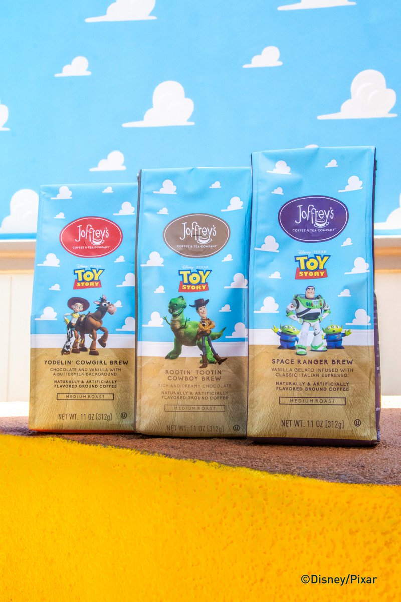 JoffreysCoffee's tweet photo. When your morning needs a hero, these brews come to the rescue! 🚀☕️ Inspired by Disney and Pixar’s Toy Story 5, these flavored coffees are ready to help you power through the day—and to infinity and brew-yond. Disney and Pixar’s #ToyStory5 is now in theaters! https://t.co/eWIBh6WUNm