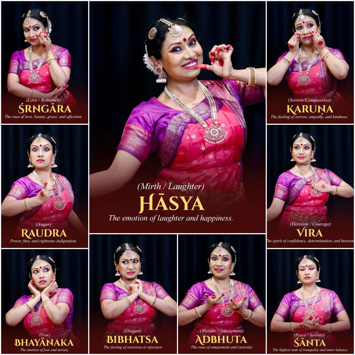 TanwiBhattacha2's tweet photo. Navarasa—the nine emotions of Indian classical dance. Every glance, gesture, and expression tells a story. Dance is not just about steps; it's about bringing emotions to life through abhinaya. ✨

#Navarasa #IndianClassicalDance #NatyaShastra https://t.co/AMvtrvwX4H
