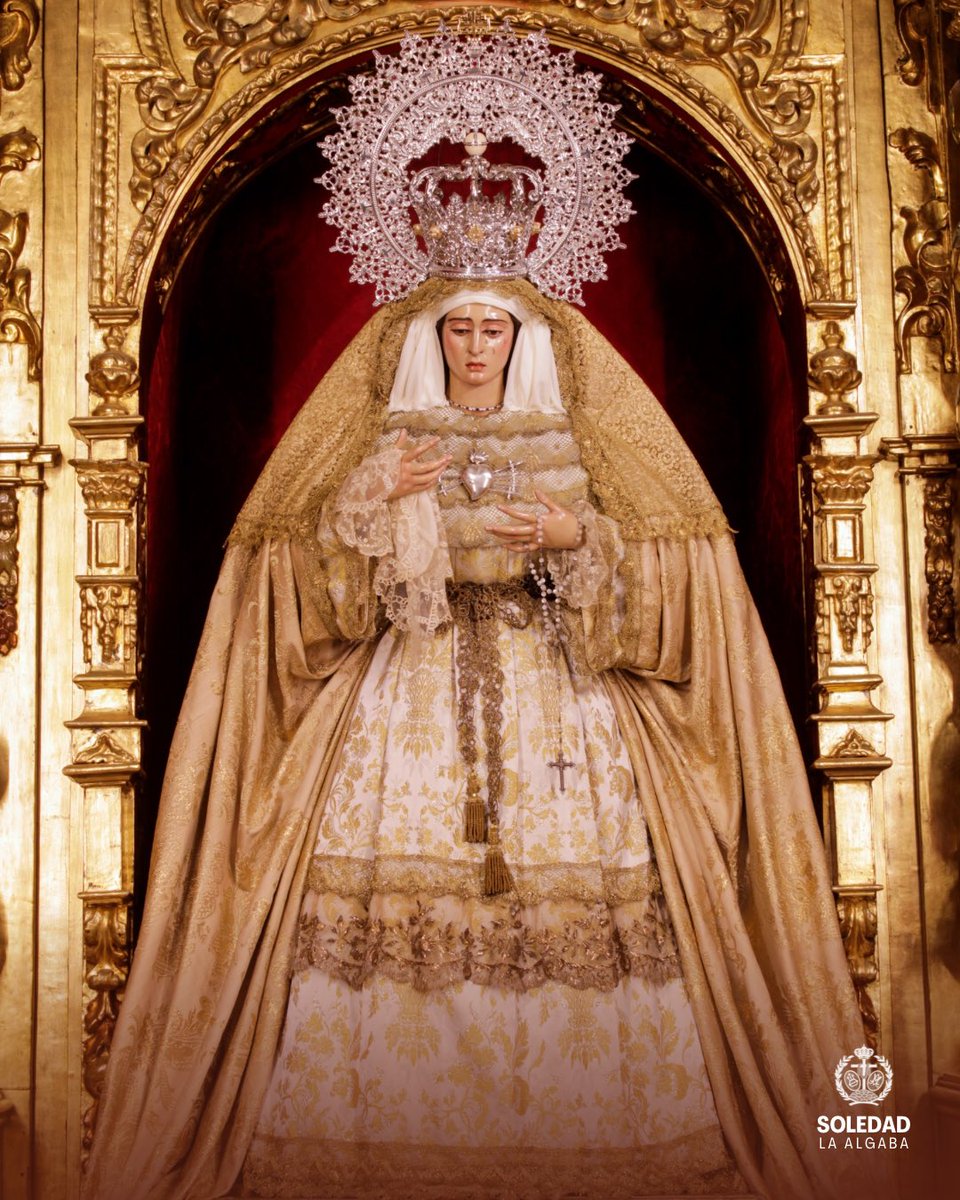hsoledadalgaba's tweet photo. ⚫️ 𝗡𝗨𝗘𝗦𝗧𝗥𝗔 𝗦𝗘Ñ𝗢𝗥𝗔 𝗗𝗘 𝗟𝗔 𝗦𝗢𝗟𝗘𝗗𝗔𝗗 𝗣𝗔𝗥𝗔 𝗘𝗟 𝗧𝗜𝗘𝗠𝗣𝗢 𝗘𝗦𝗧𝗜𝗩𝗔𝗟

Para este tiempo estival, la Virgen de la Soledad ha sido ataviada con el conjunto propio de esta época del año, pudiendo contemplarse ya en su altar → https://t.co/EAVZ2jSvoX