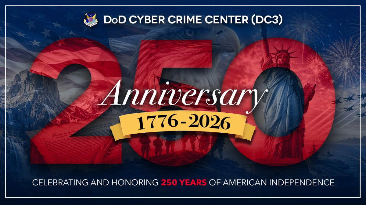 DC3Forensics's tweet photo. Celebrating 250 years of American independence!
DC3 honors the legacy of service that has carried our nation from 1776 to today.
Wishing you a safe and proud Independence Day. 🎆
#DC3 #IndependenceDay #FourthOfJuly #USA250 #America250 https://t.co/SUQ1aBCJhO