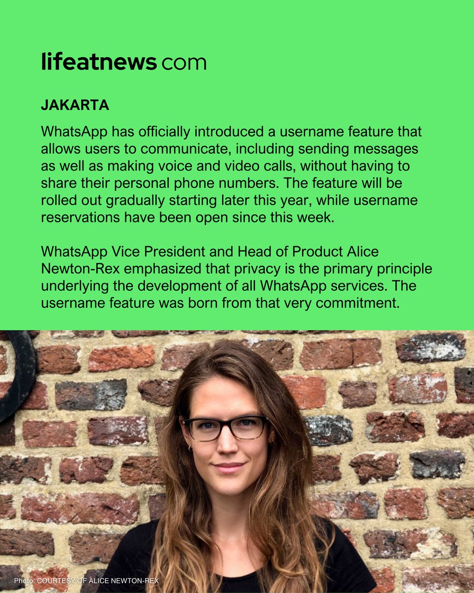 lifeatnews's tweet photo. WhatsApp Introduces Username Feature, Users Can Message Without Sharing Phone Numbers.
Read more at: https://t.co/hQy6vkPyXw
#WhatsApp #Username #Feature #FeatureUsername #WhatsAppUsername https://t.co/3Oyr8KkzN1