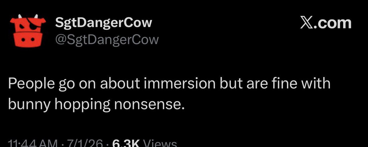EndersFPS's tweet photo. Yes yes, always about how the game looks and never about how the game plays. 

That’s the problem with this community. Constantly cherry picking what’s ok and what isn’t purely based on how much it annoys them / how badly they get styled on by it, and using “immersion” and “atmosphere” as a shield while simultaneously rarely using the mechanics they criticize themselves. Go ahead, try to “bunny hop” in BF6. Your death streak will be historic. If they had it their way Battlefield’s gameplay would have almost zero gameplay mechanics, but to them it’s fine because it benefits them and they didn’t use the mechanics anyway. Zero consideration for the bigger picture, and for the history of the franchise when it comes to what was possible in previous titles. 

People have been jumping around in Battlefield for 20 years. Deal with it, or quit. It’s part of the franchise.