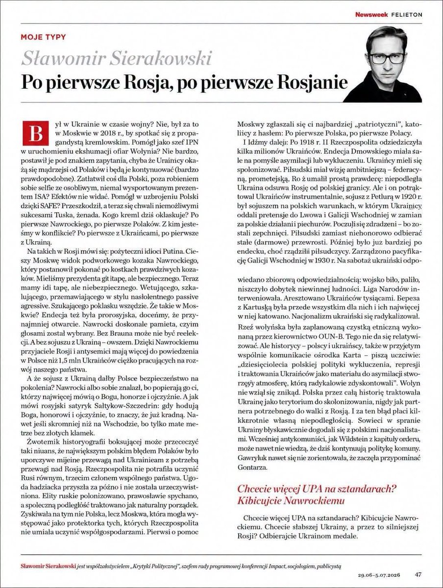 lkwarzecha's tweet photo. Pan Sierakowski napisał do "Newsweeka" felieton w jakimś dziwnym języku. Momentami przypomina polski, a momentami... Sam nie wiem. Może to jakiś surżyk? https://t.co/0fzxrOnptn