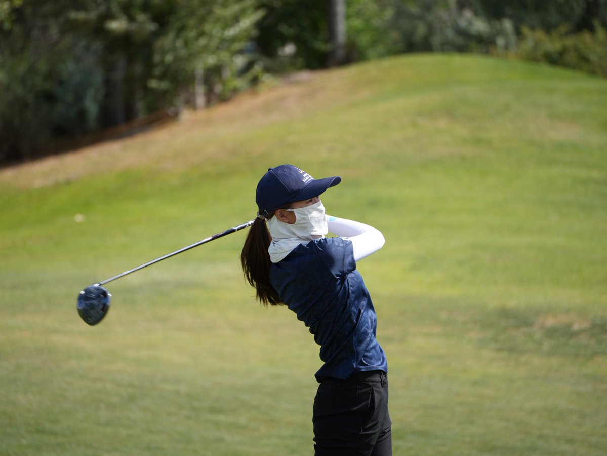 AJGAGolf's tweet photo. Down to the wire 🧵
Girls Division leaders Sakura Watanabe and Yuan-Tung Liu (-4) are making the final turn to in the final round of the #JMChampJr! https://t.co/BmerTFde9p