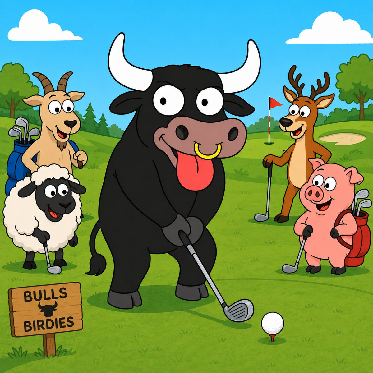 bullbustersol's tweet photo. Bulls &amp; Birdies: 

the only golf day where the ball apologized first. https://t.co/8oZxWuX788