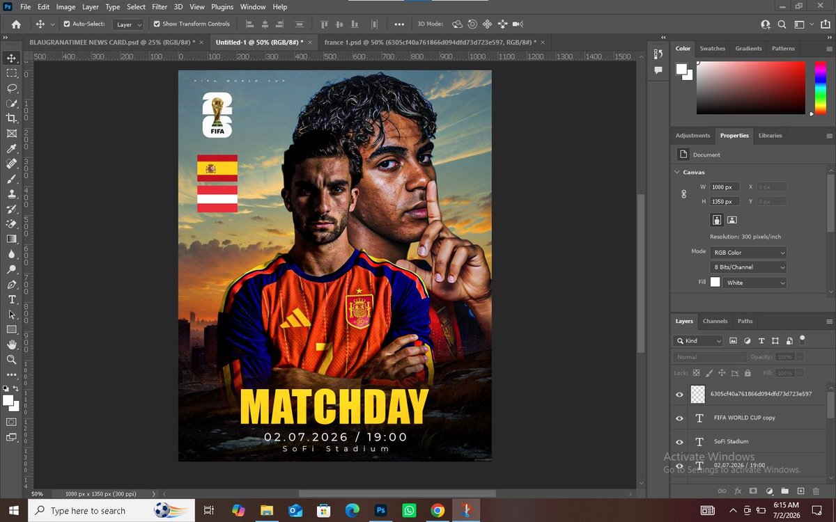 Jayevergreen23's tweet photo. I designed a matchday flyer for Spain's match against Austria 🧑‍💻✅🔥🔥 @spain_national @theberneese @FIFAWorldCup @speedlinexx https://t.co/AnwxZ4UjgR