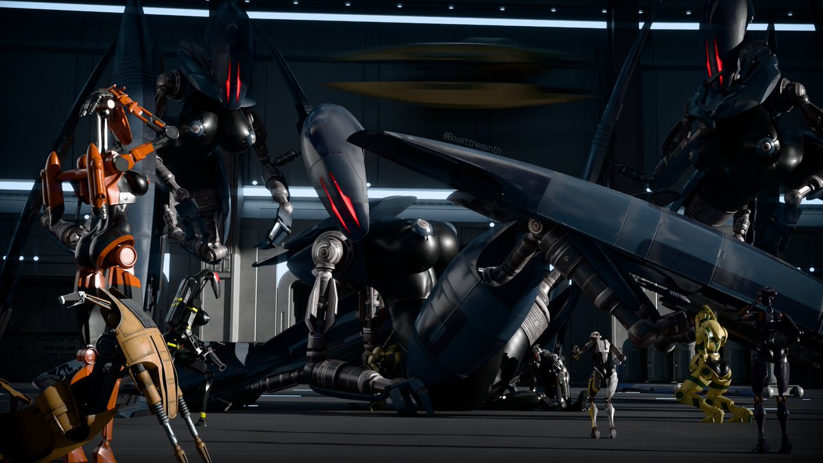 Boostthesynth's tweet photo. Oh No!! A workplace accident has happened! 

Who is the luck- I mean uhh Poor squashed sap in the warehouse >.>

Droid models all by: @lPickleJuicel 

#Furryartist #nsfw #robots #starwars #3dart https://t.co/fOrH9OQp8q