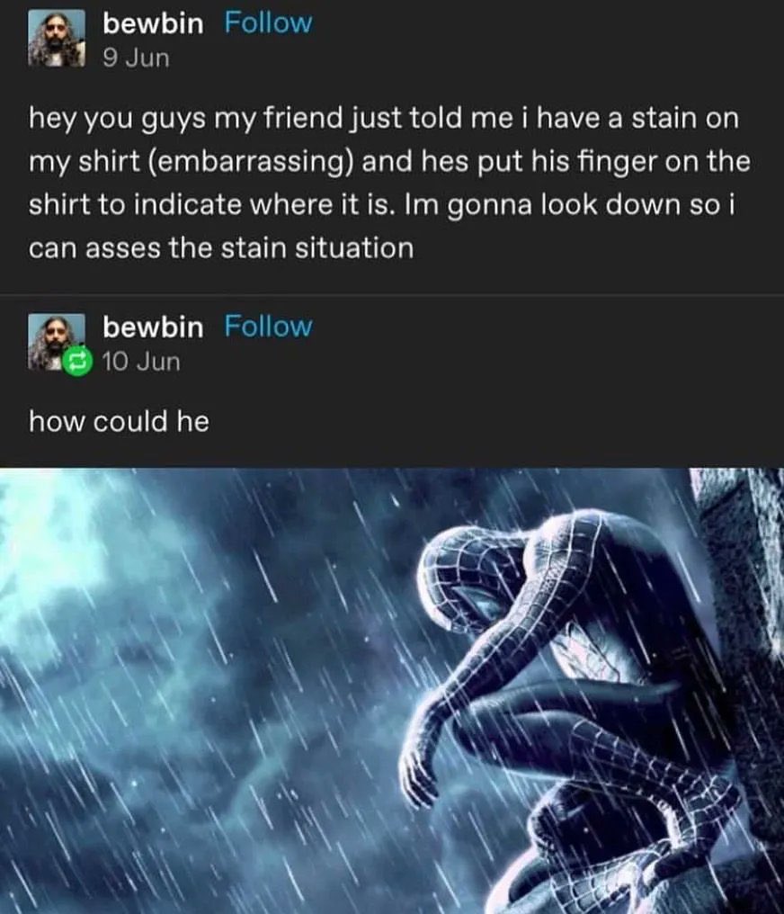 memechaotic's tweet photo. Bro was heartbroken 💔 https://t.co/P5S7b1NEcw