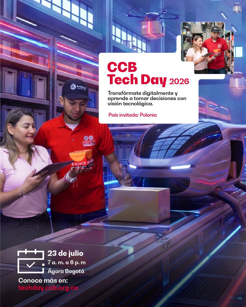juanpablorc's tweet photo. La @camaracomerbog te invita al CCB Tech Day nuestro evento insignia de tecnología y el punto de encuentro más poderoso del ecosistema empresarial colombiano. La cita es el jueves 23 de julio en Ágora, Centro de Convenciones.  Regístrate aquí https://t.co/OO1ujHvf2q https://t.co/zbnJs9YiKk