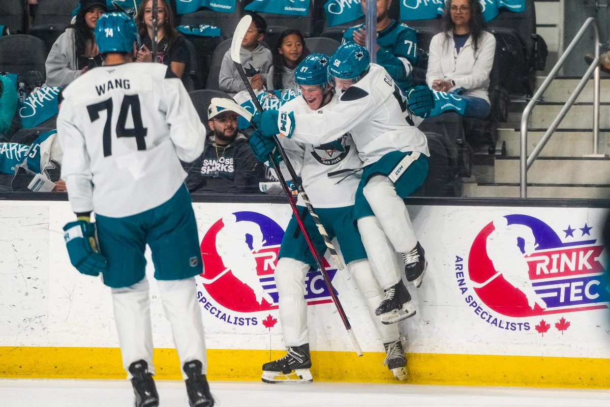 SanJoseSharks's tweet photo. The San Jose kid gets the first of the scrimmage. 🥳🚨 https://t.co/xiNxKnY426