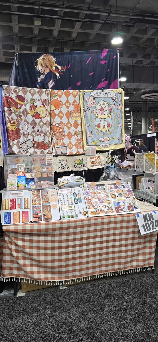 ahchouxcafe's tweet photo. all set up at 🌟 KH-1024 🌟 for my first time tabling at AX!!!

come visit potato productions blanket fort for comfy cozy times 💖

💮 stamp rallies
- love &amp; deepspace
- gundam 00

 #AnimeExpo2026 #AX2026 #AnimeExpo #AXArtistAlley2026 #AXArtistAlley #AX2026ArtistAlley #ahchoux https://t.co/dOBcviTn8r