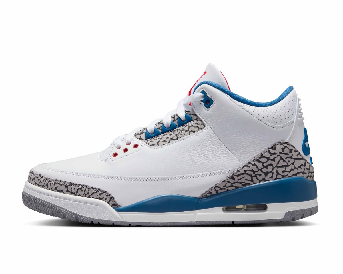 JustFreshKicks's tweet photo. OFFICIAL IMAGES: Nike Air Jordan 3 Retro “True Blue” 💙❤️

• Family sizing
• July 18th 
• $230 https://t.co/nVsOWhMMGI