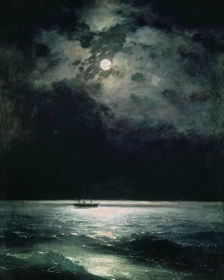 _ArtMuseum's tweet photo. The Black Sea at night, by Ivan Aivazovski (1879) https://t.co/0eNVZwFPaF