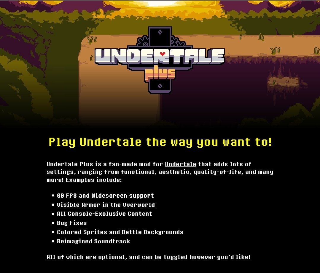 Sage_VALE_'s tweet photo. Outside of deltarune chapter 6, undertale plus is one of the things I'm most excited for gaming wise https://t.co/Pe7gL5ecVf